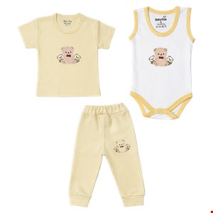 ست 3 تکه لباس نوزادی baby one مدل سه خرس